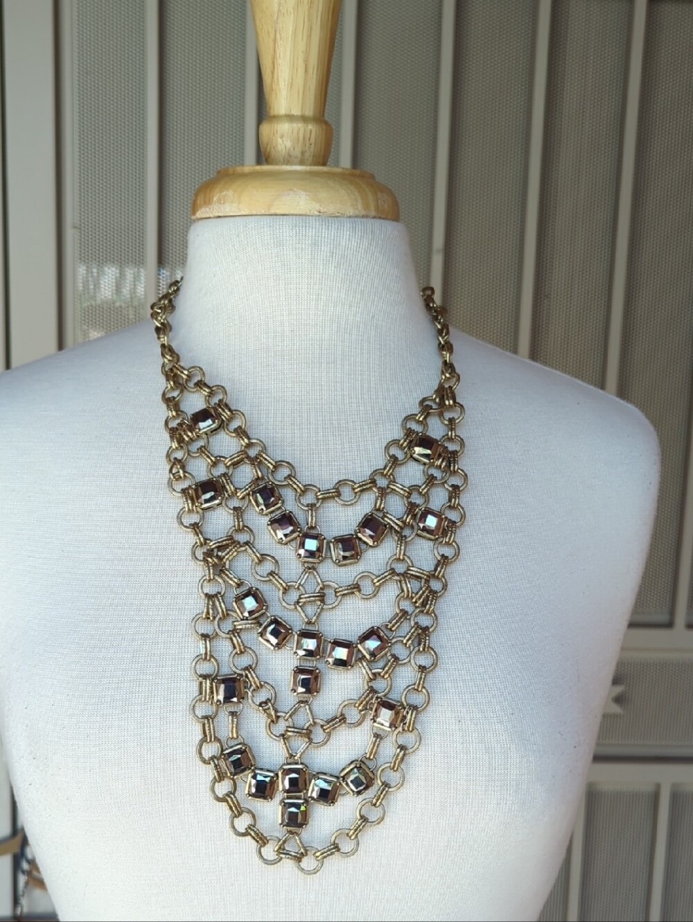 Chico's Gold-Tone Multi-Strand Necklace with Faceted Stones
